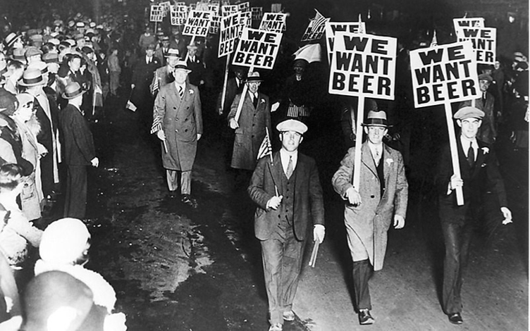 People holding signs protesting prohibition.